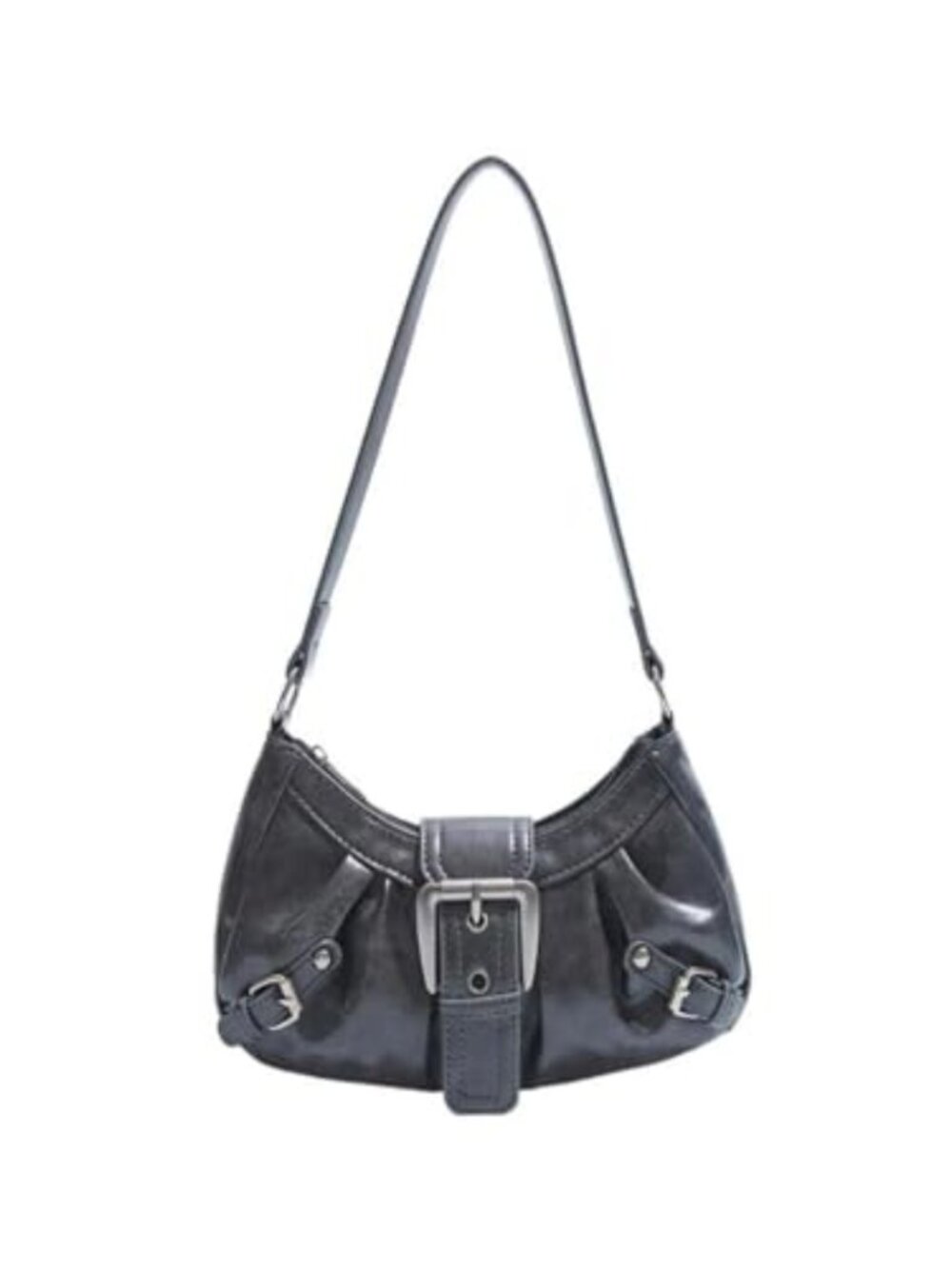 Soft Faux Leather Hobo Shoulder Bag Top Handle Buckle Everyday Purse